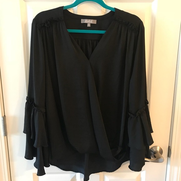 Marled Reunited Clothing Tops - Marled Ruffle Sleeve Blouse